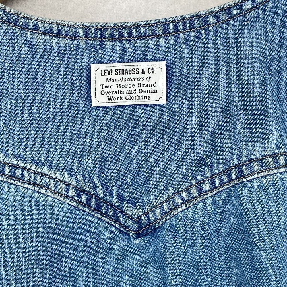 LEVIS Dress M Vianna Vest Overall Jumper Bib Button Front Denim Cotton Blue - Picture 12 of 15